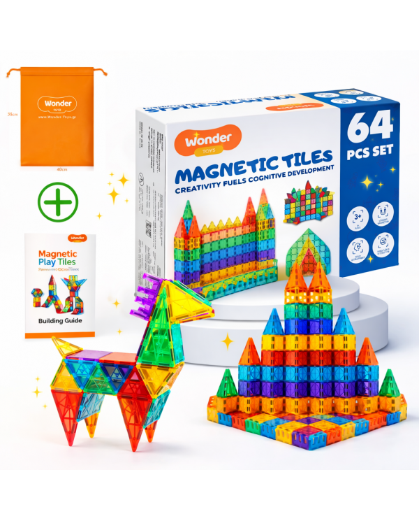 Classic Magnetic Blocks 64 Pieces The Original Magnetic Building Toys for Boys and Girls Ages 3 4 5 6