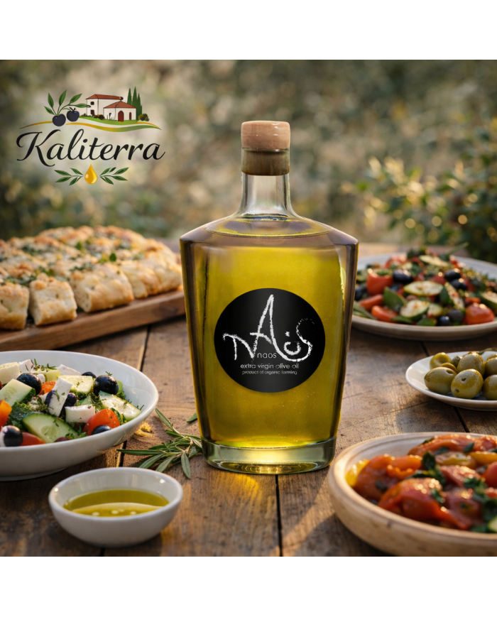 KALITERRA Naos – Pure Organic Extra Virgin Olive Oil 500ml Glass Bottle