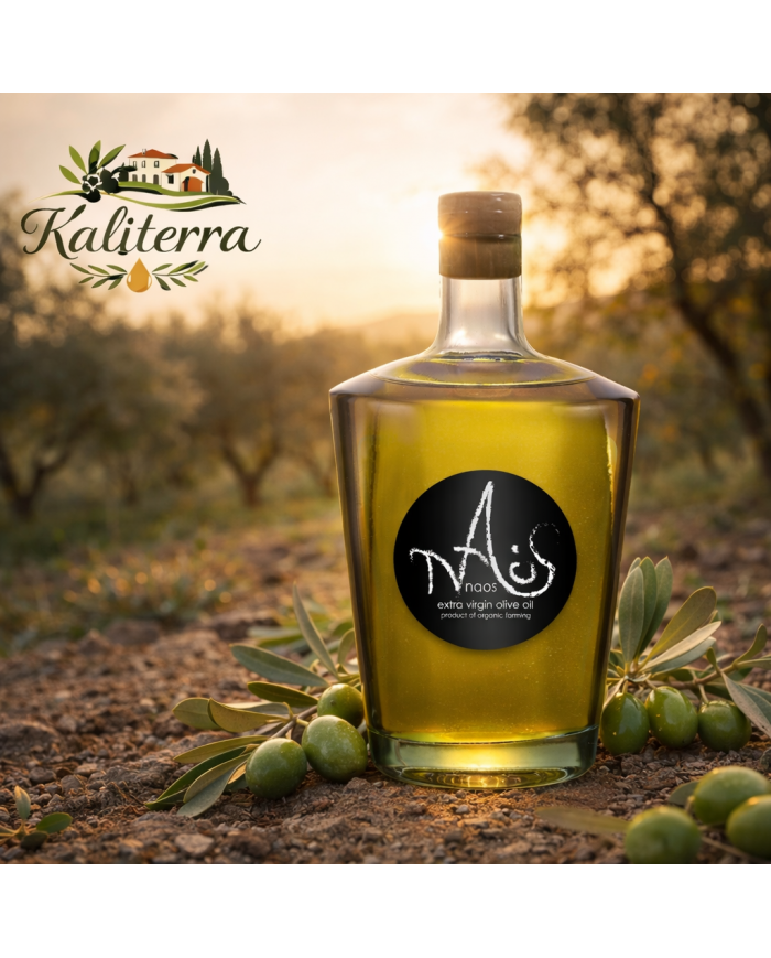 KALITERRA Naos – Pure Organic Extra Virgin Olive Oil 500ml Glass Bottle